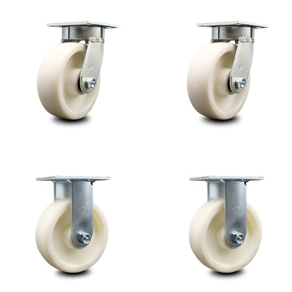 6 Inch Kingpinless Nylon Wheel Swivel Caster Swivel 2 Rigid, 2PK